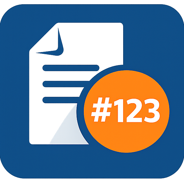 Textdokument mit Zahlenzähler in Form der Zahl 123