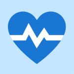 Blaues Herz mit Monitoring Verlauf in der mitte